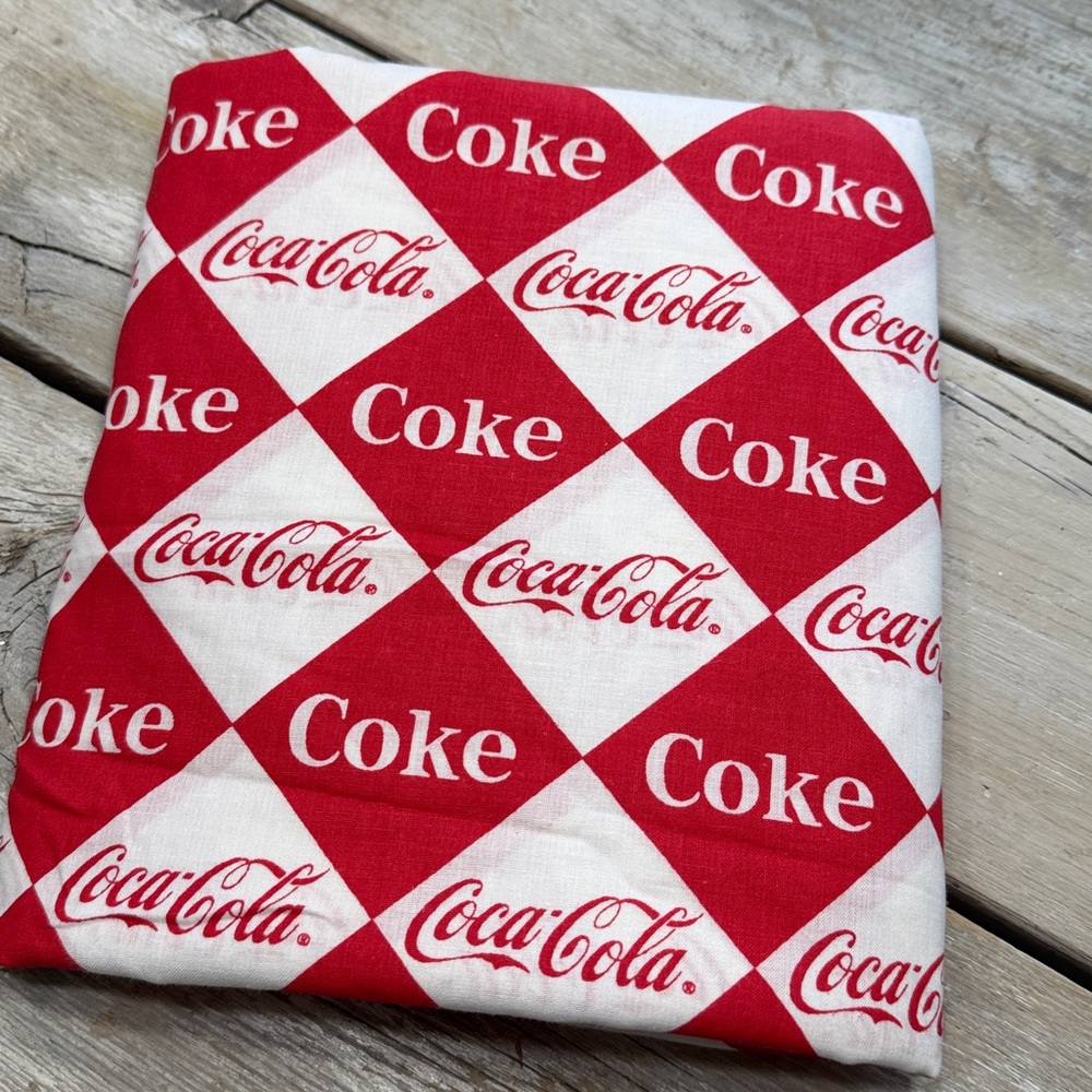Vintage Spectrix Coca-Cola Logo Fabric. Red White | Licensed Cotton | 4 yds 80’s